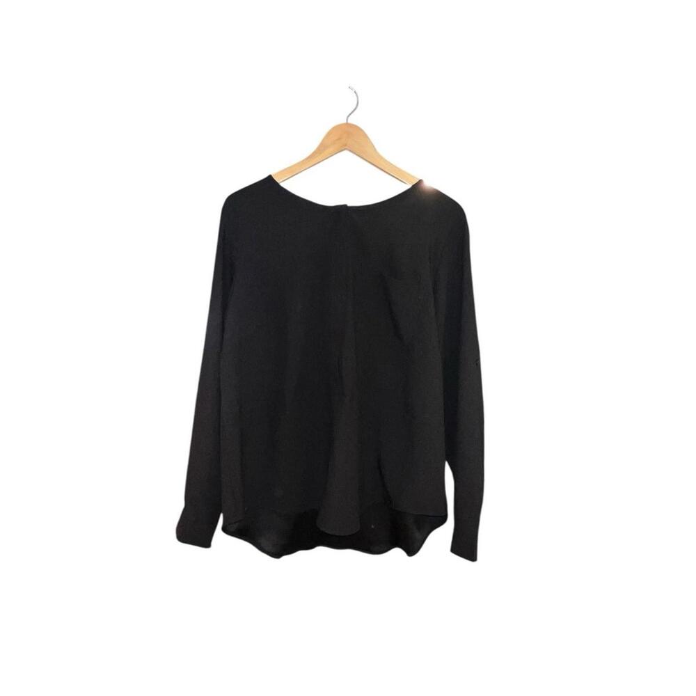 Elizabeth & Clarke Black Long‎ Sleeved Blouse With Flirty Hem Women's Size 16